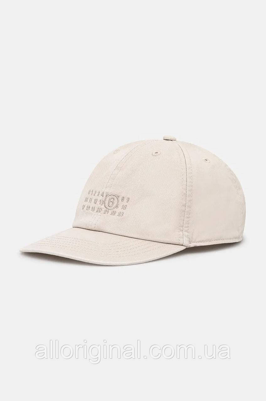 AllOriginal com ua Бавовняна бейсболка MM6 Maison Margiela колір бежевий з аплікацією SH2TC0002.M35190 РОЗМІРИ