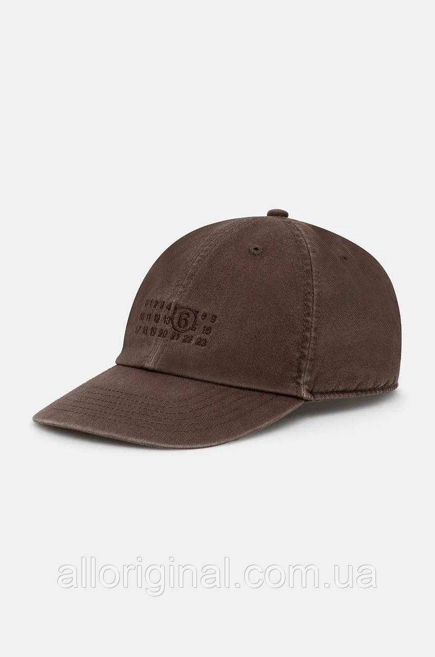 AllOriginal com ua Бавовняна бейсболка MM6 Maison Margiela колір коричневий з аплікацією SH2TC0002.M35190