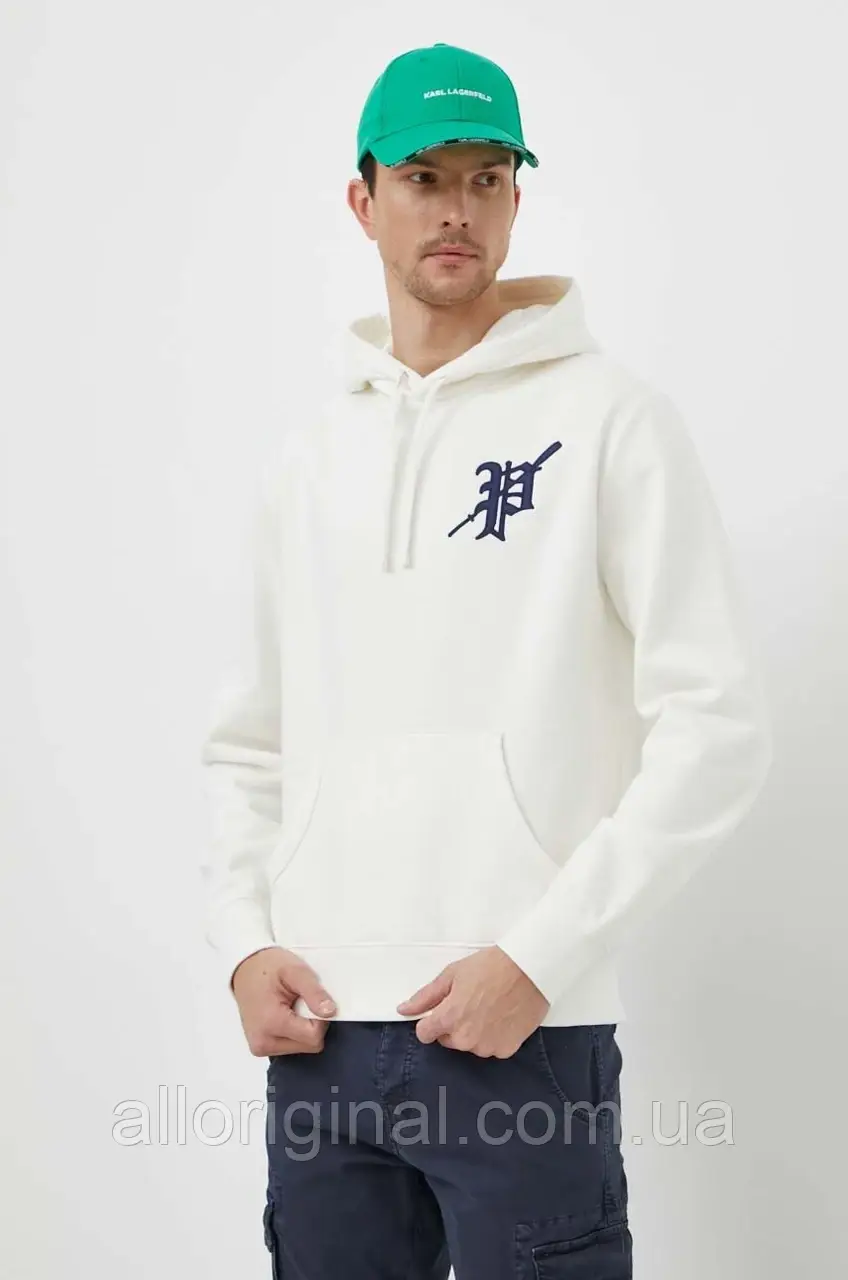 AllOriginal com ua Кофта Polo Ralph Lauren чоловіча колір білий з капюшоном з аплікацією РОЗМІРИ ЗАПИТУЙТЕ