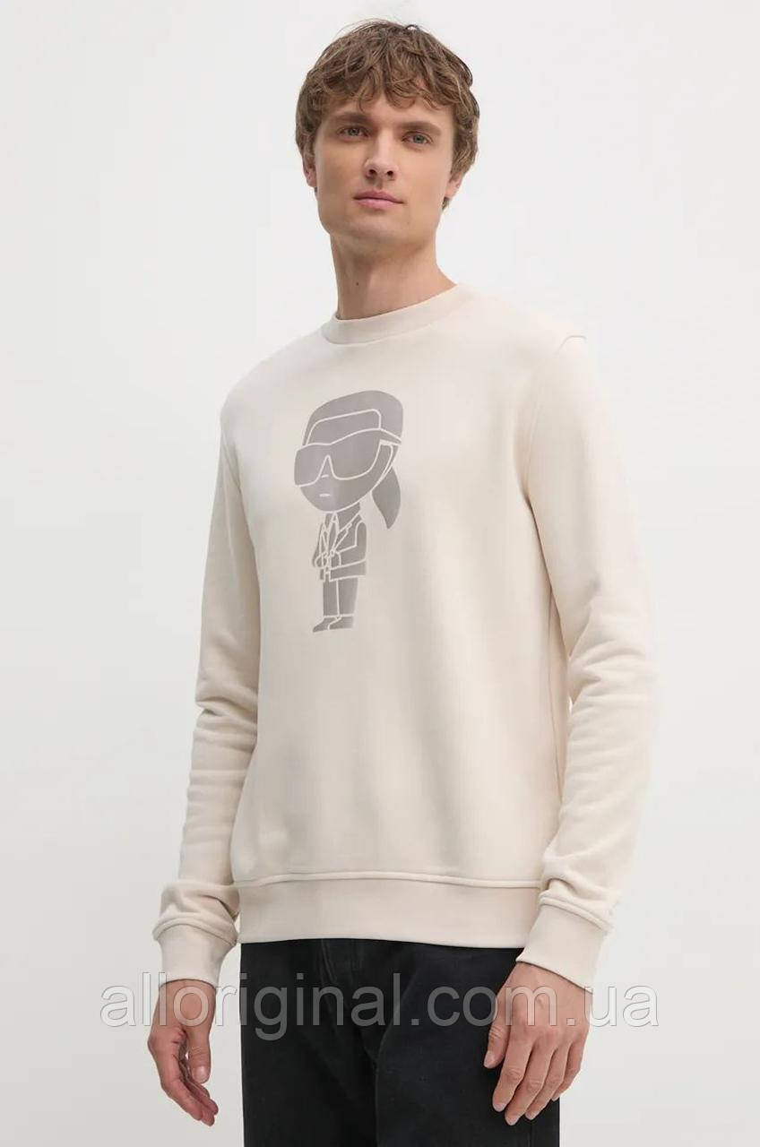 AllOriginal com ua Кофта Karl Lagerfeld чоловіча колір бежевий з принтом РОЗМІРИ ЗАПИТУЙТЕ