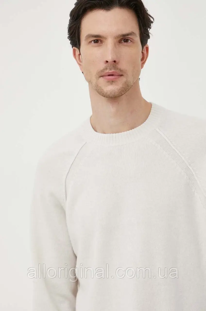 AllOriginal com ua Вовняний светр Calvin Klein чоловічий колір бежевий легкий РОЗМІРИ ЗАПИТУЙТЕ