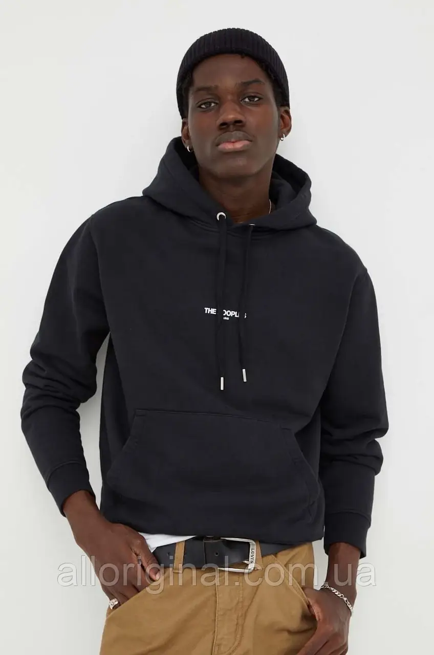 AllOriginal com ua Бавовняна кофта The Kooples чоловіча колір чорний з капюшоном з принтом РОЗМІРИ ЗАПИТУЙТЕ