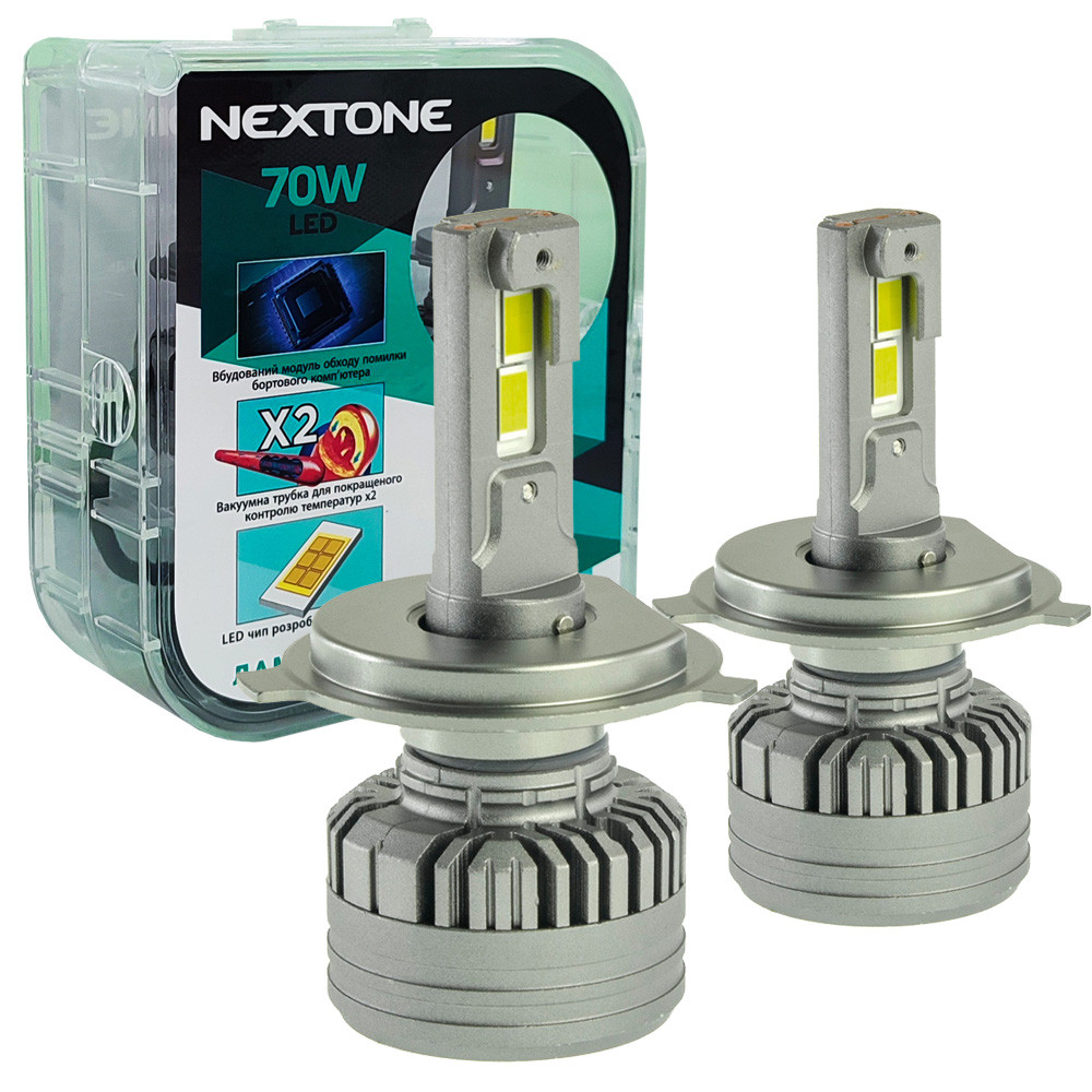 Лампа світлодіодна для фар Nextone LED H4 6000K 18000LM L4 2 шт комплект