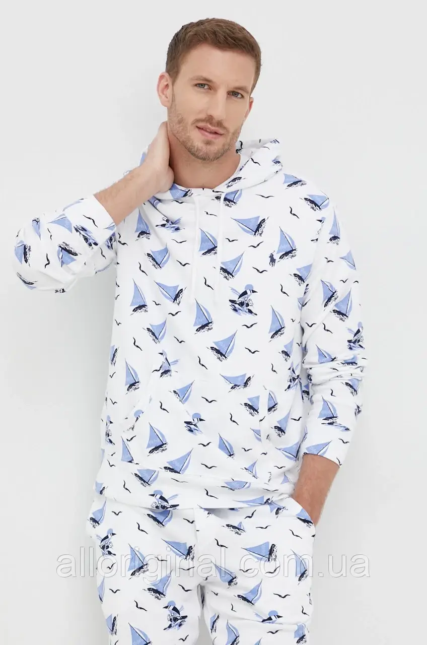 AllOriginal com ua Бавовняна кофта Polo Ralph Lauren чоловіча колір білий візерунок РОЗМІРИ ЗАПИТУЙТЕ