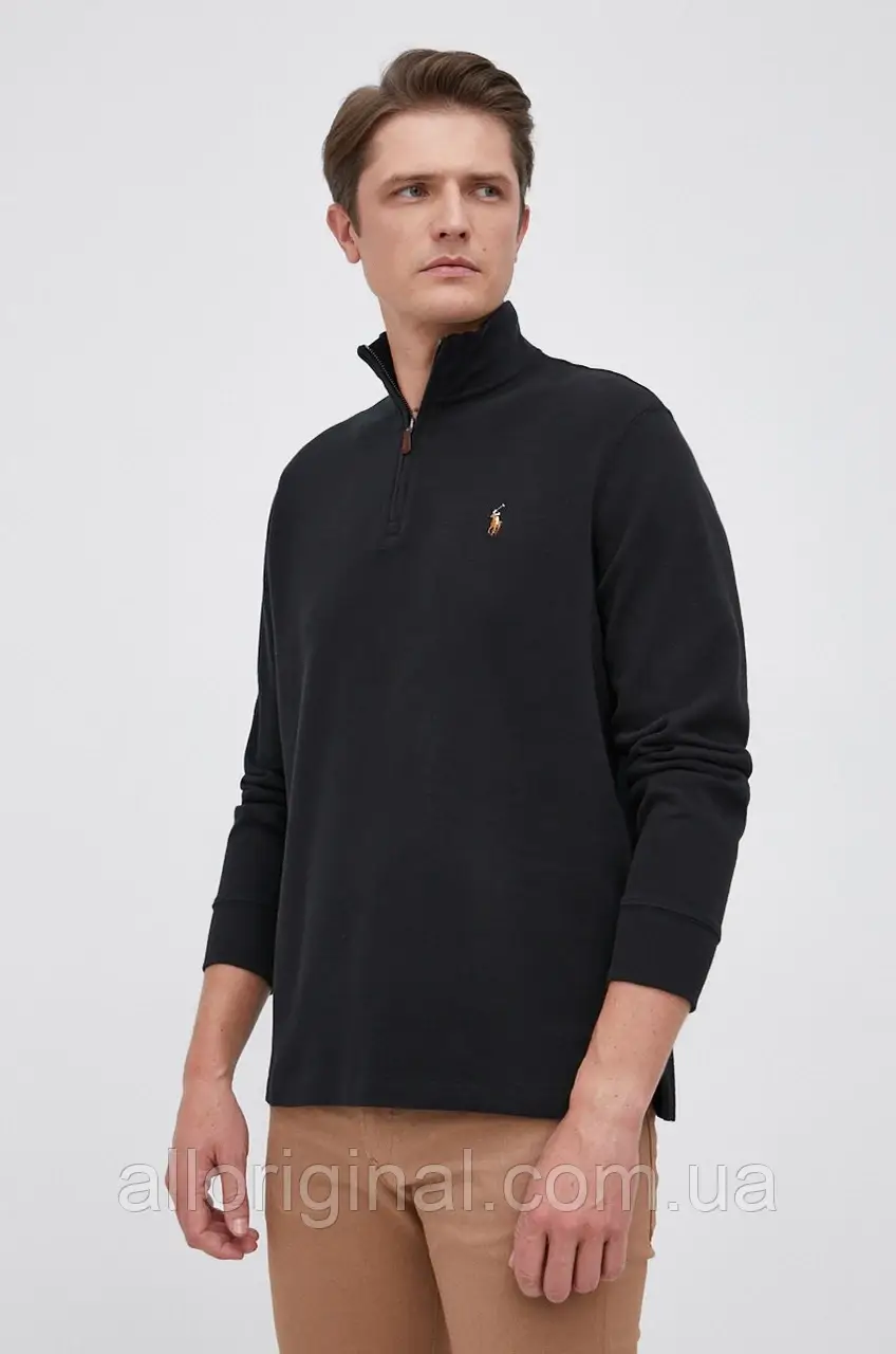 AllOriginal com ua Бавовняний светер Polo Ralph Lauren чоловіча колір чорний РОЗМІРИ ЗАПИТУЙТЕ