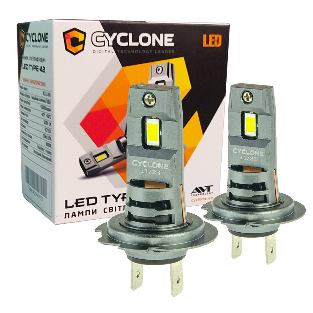 Лампа світлодіодна для фар CYCLONE LED H7 6000K 6200LM TYPE 42 2 шт комплект