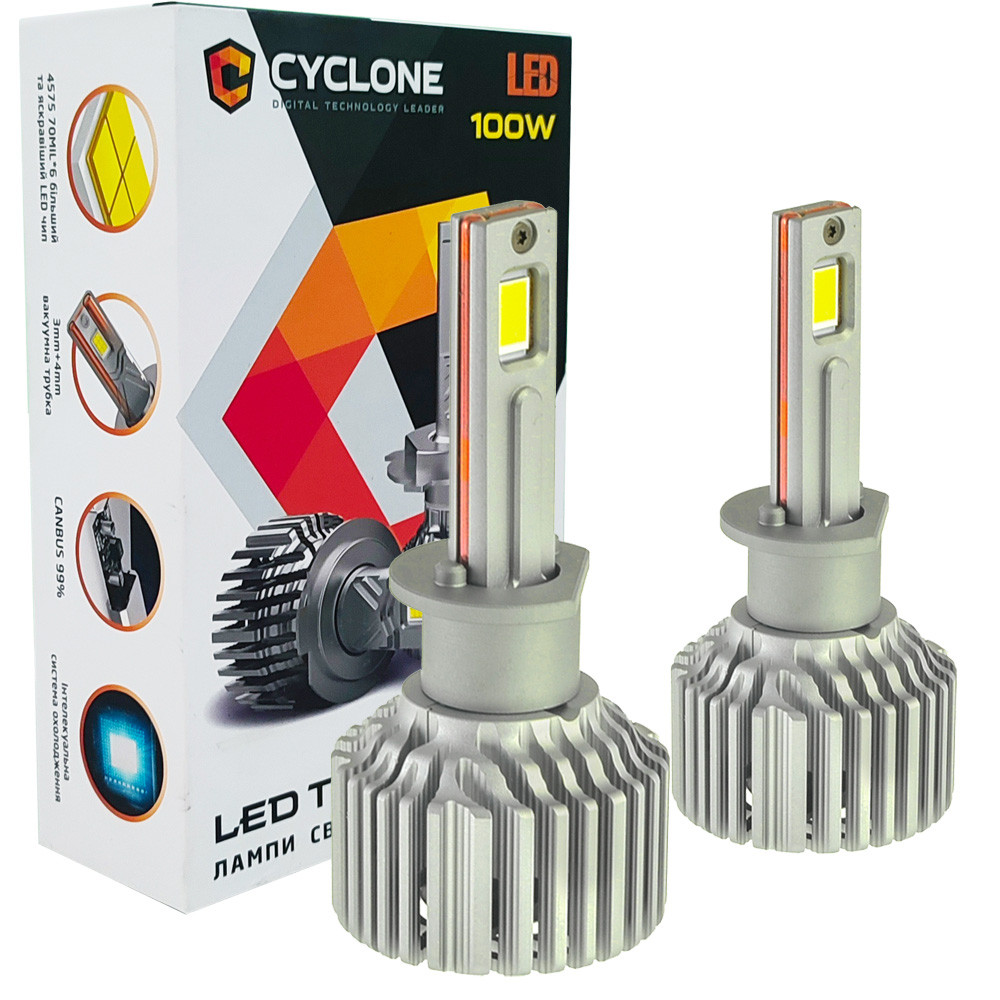 Лампа світлодіодна для фар CYCLONE LED H1 5700K 18000LM TYPE 41 2 шт комплект