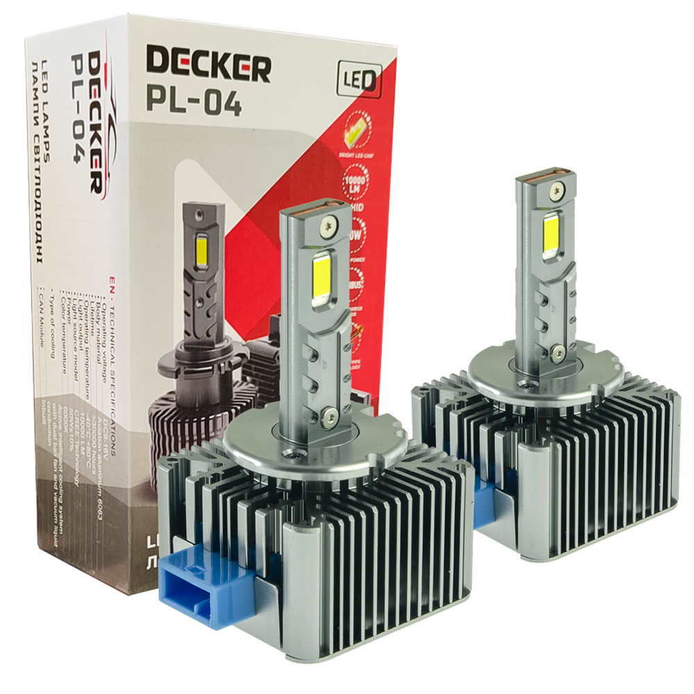 Лампа світлодіодна для фар DECKER LED PL-04 D8 6000K 10000LM 2 шт комплект