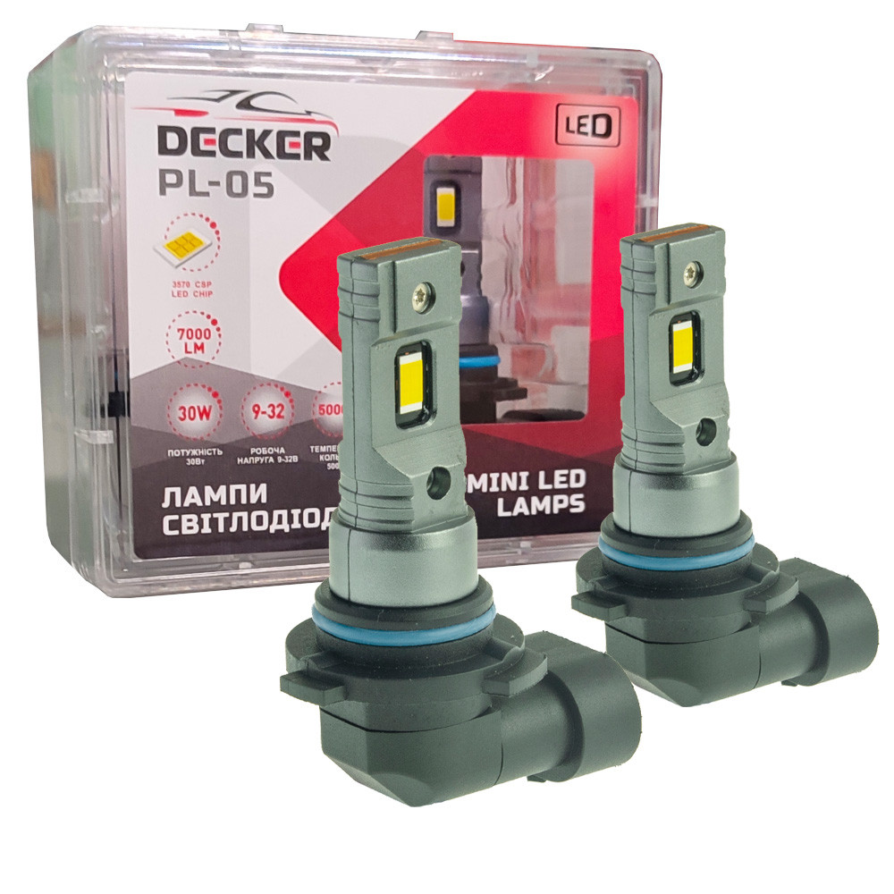Лампа світлодіодна для фар Decker LED PL-05 HB4 5000K 7000LM 2 шт комплект