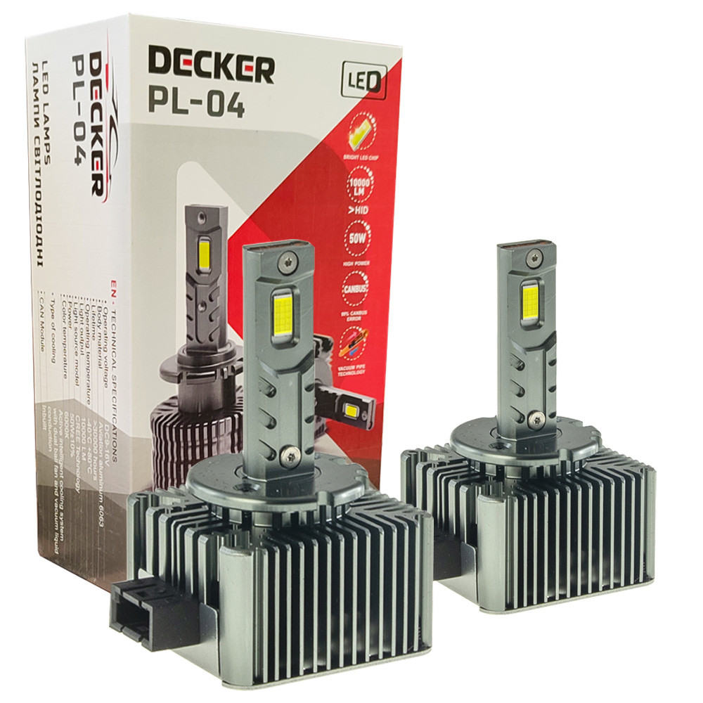 Лампа світлодіодна для фар DECKER LED PL-04 D1 6000K 10000LM 2 шт комплект