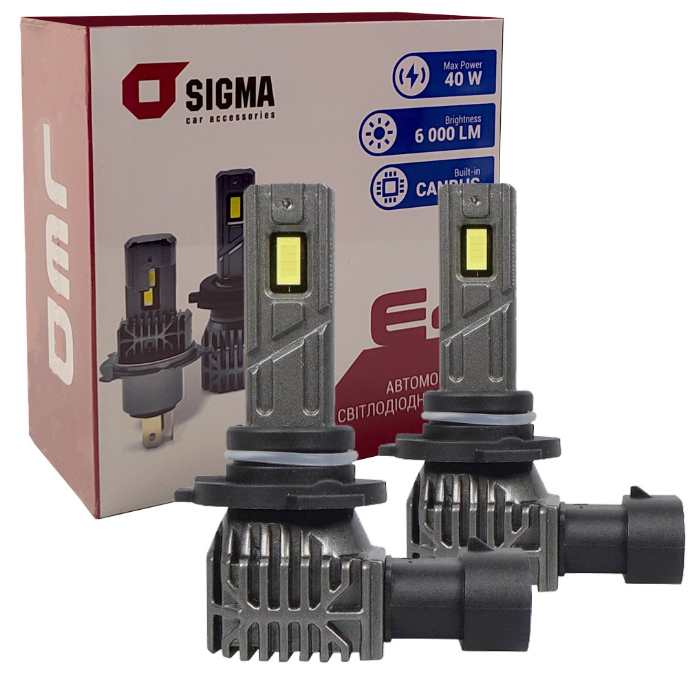 Лампа світлодіодна для фар SIGMA E4 LED HB3 6000K 6000LM 2 шт комплект