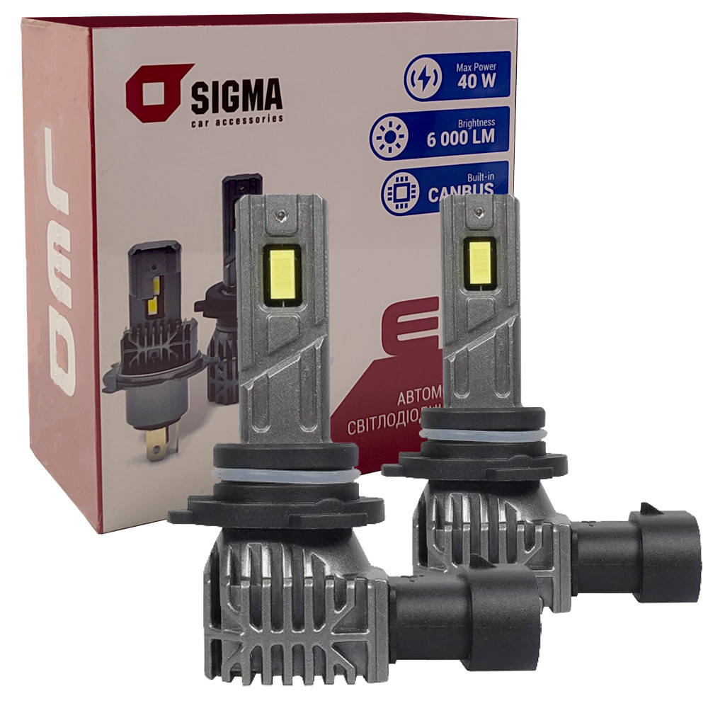 Лампа світлодіодна для фар SIGMA E4 LED HB4 6000K 6000LM 2 шт комплект