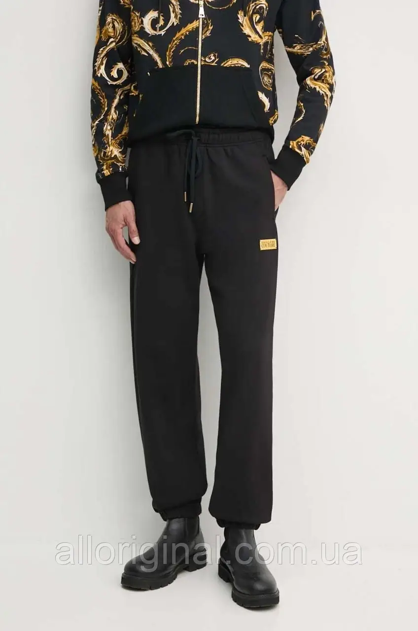 AllOriginal com ua Бавовняні спортивні штани Versace Jeans Couture колір чорний однотонні 77GAAT08 CF00T