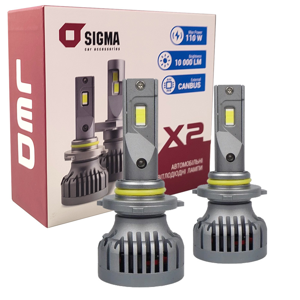 Лампа світлодіодна для фар SIGMA X2 LED HB4 6000K 10000LM 2 шт комплект