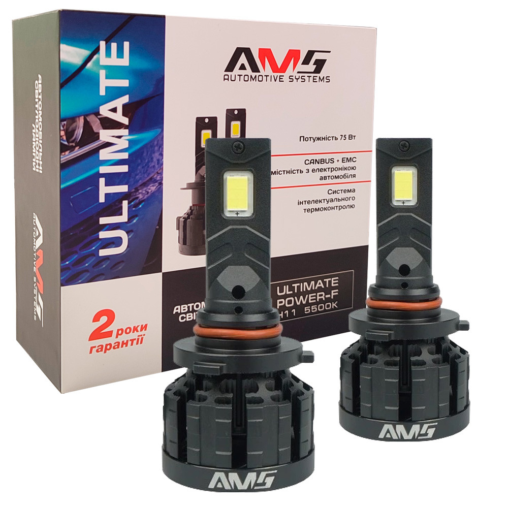 Лампа світлодіодна для фар AMS ULTIMATE POWER-F LED HB3 5500K 18000LM 2 шт комплект