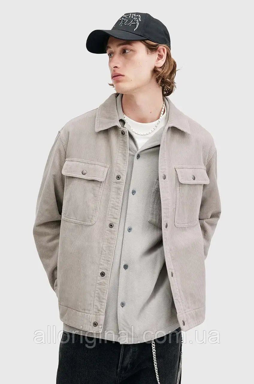 AllOriginal com ua Вельветова сорочка AllSaints CASTLEFORD колір сірий relaxed класичний комір M084OB РОЗМІРИ