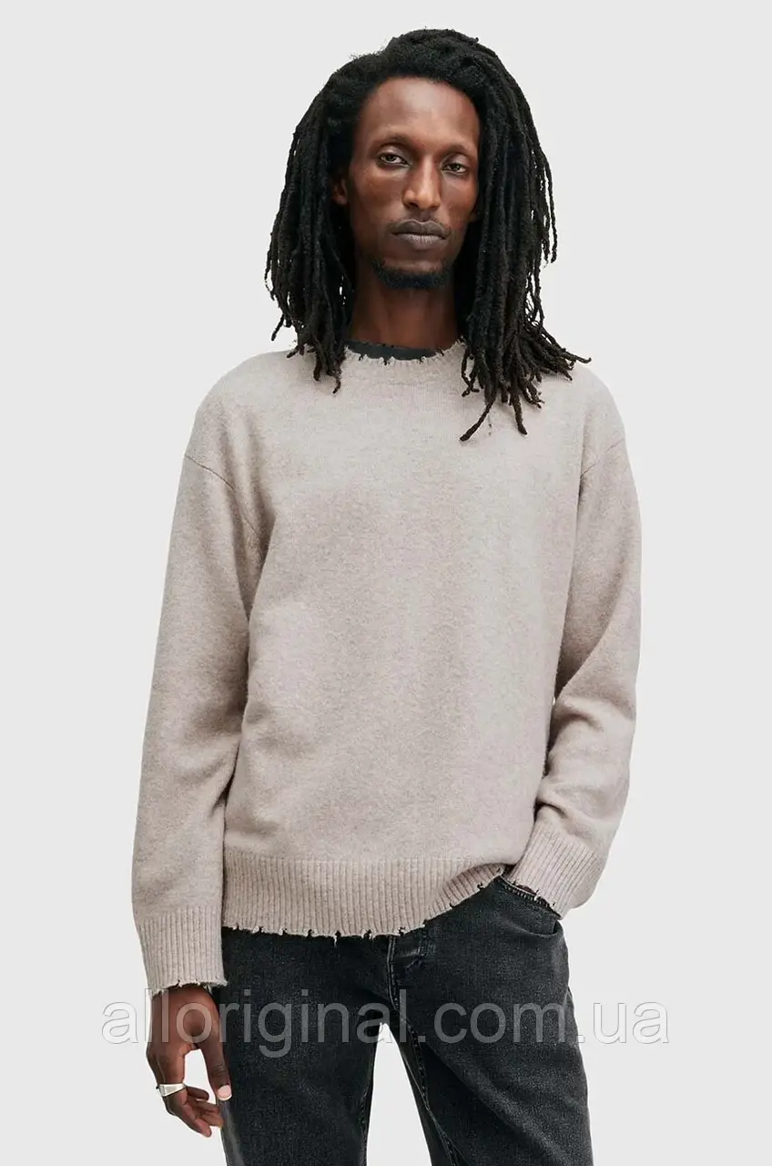 AllOriginal com ua Светр з вовною AllSaints LUKA CREW колір бежевий M093KB РОЗМІРИ ЗАПИТУЙТЕ