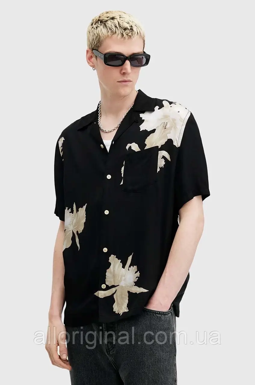 AllOriginal com ua Сорочка AllSaints LACHAISE чоловіча колір чорний relaxed класичний комір M117SB РОЗМІРИ