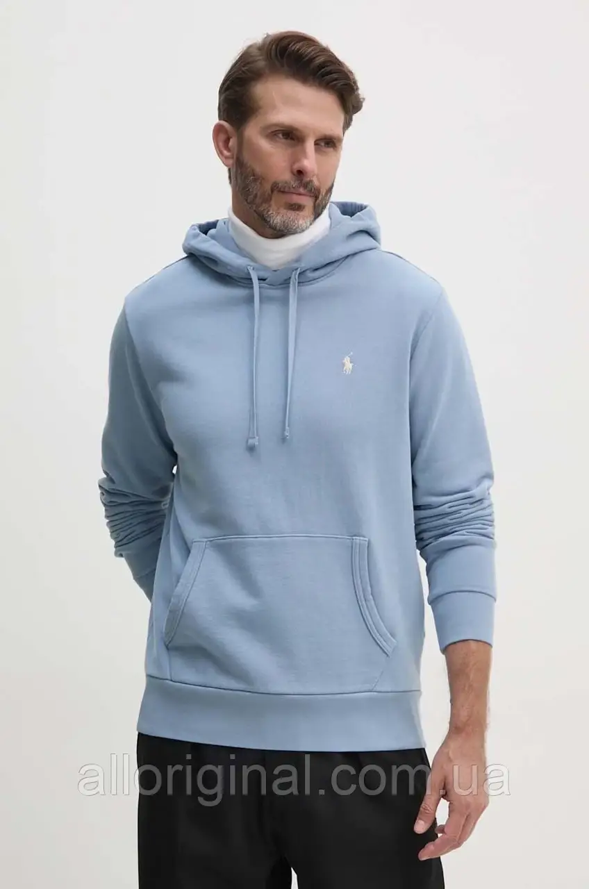 AllOriginal com ua Бавовняна кофта Polo Ralph Lauren чоловіча з капюшоном однотонна 710916690 РОЗМІРИ