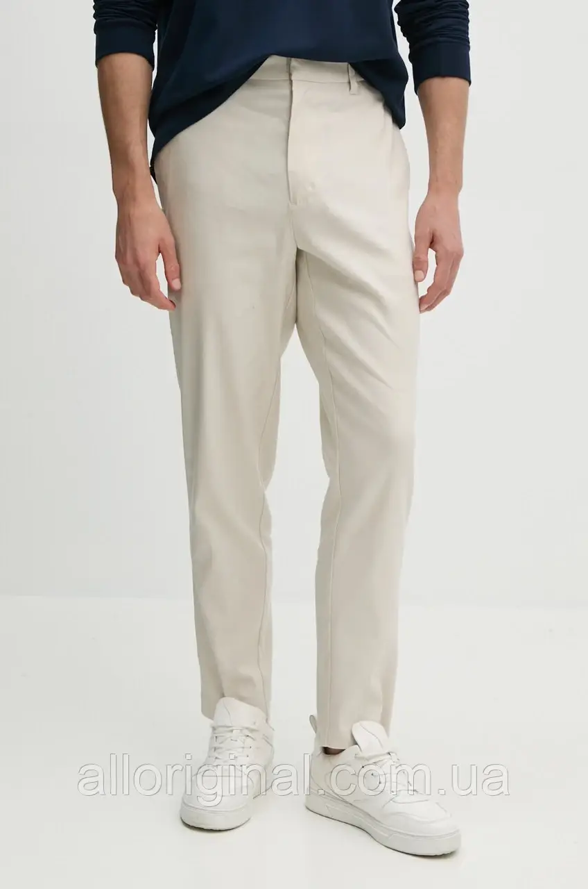 AllOriginal com ua Штани з домішкою льону Calvin Klein колір бежевий прямі K10K112825 РОЗМІРИ ЗАПИТУЙТЕ