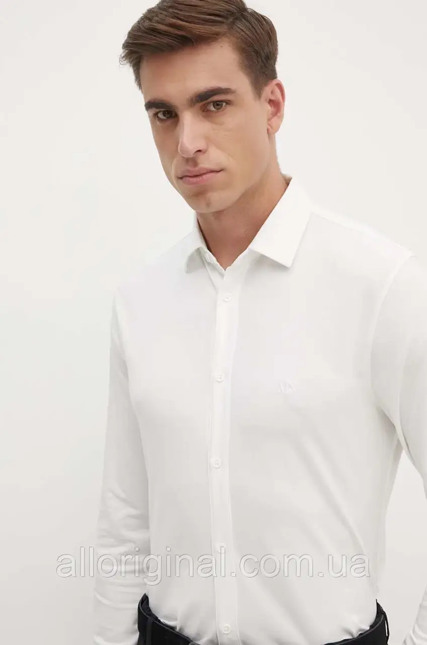 AllOriginal com ua Сорочка Armani Exchange чоловіча колір білий regular класичний комір 6DZCHJ ZJEAZ РОЗМІРИ