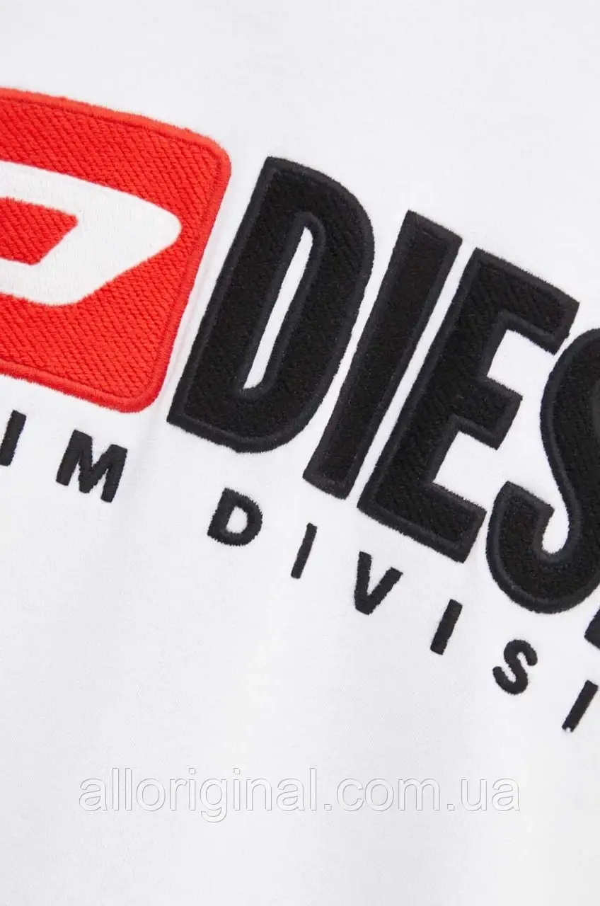 AllOriginal com ua Бавовняна кофта Diesel S-BOXT-HOOD-DIV чоловіча колір білий з капюшоном з аплікацією