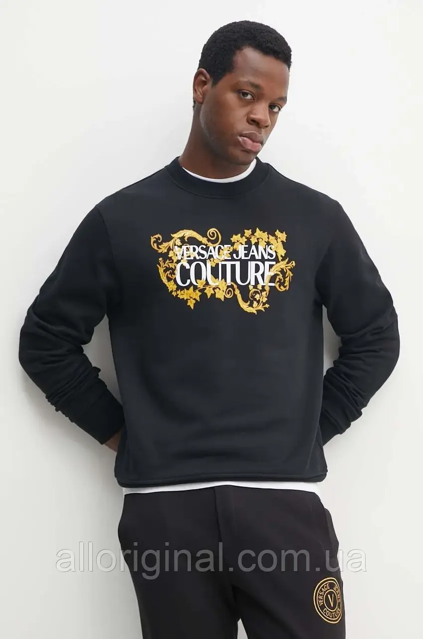 AllOriginal com ua Бавовняна кофта Versace Jeans Couture чоловіча колір чорний з принтом 77GAIE05 CF02E