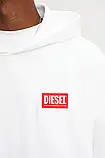AllOriginal com ua Бавовняна кофта Diesel S-BOXT-HOOD-LAB чоловіча колір білий з капюшоном з аплікацією, фото 6