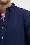 AllOriginal com ua Бавовняна сорочка Polo Ralph Lauren чоловіча колір синій slim комір button-down 710767828, фото 3