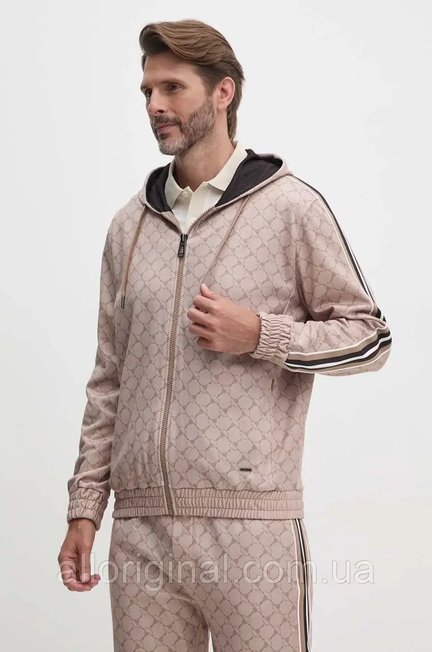 AllOriginal com ua Кофта Joop! чоловіча колір бежевий з капюшоном візерунок 30042915 РОЗМІРИ ЗАПИТУЙТЕ