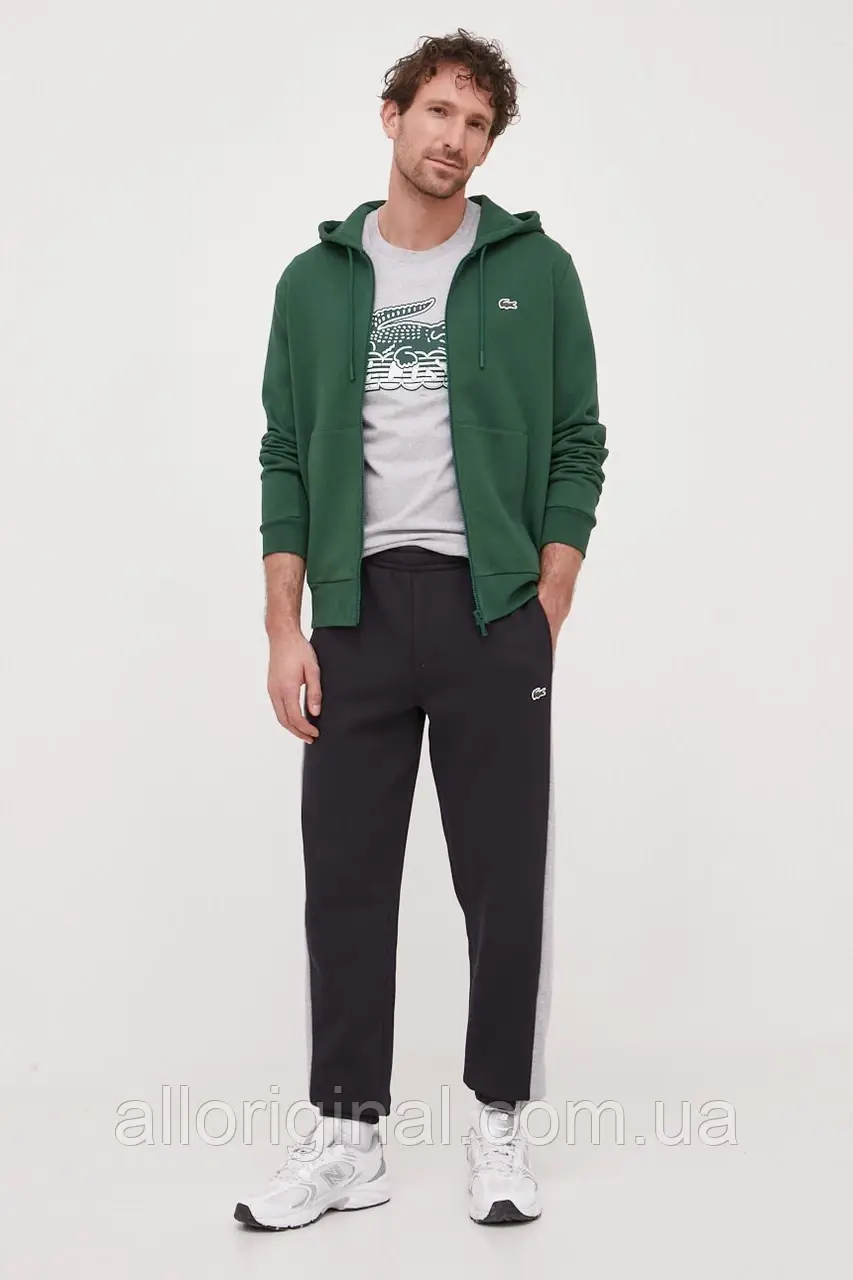 AllOriginal com ua Кофта Lacoste чоловіча колір зелений з капюшоном однотонна РОЗМІРИ ЗАПИТУЙТЕ