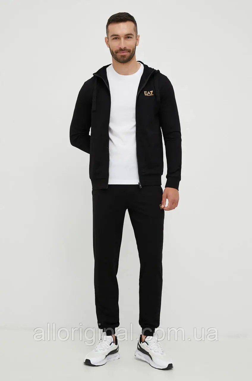 AllOriginal com ua Бавовняний спортивний костюм EA7 Emporio Armani колір чорний РОЗМІРИ ЗАПИТУЙТЕ