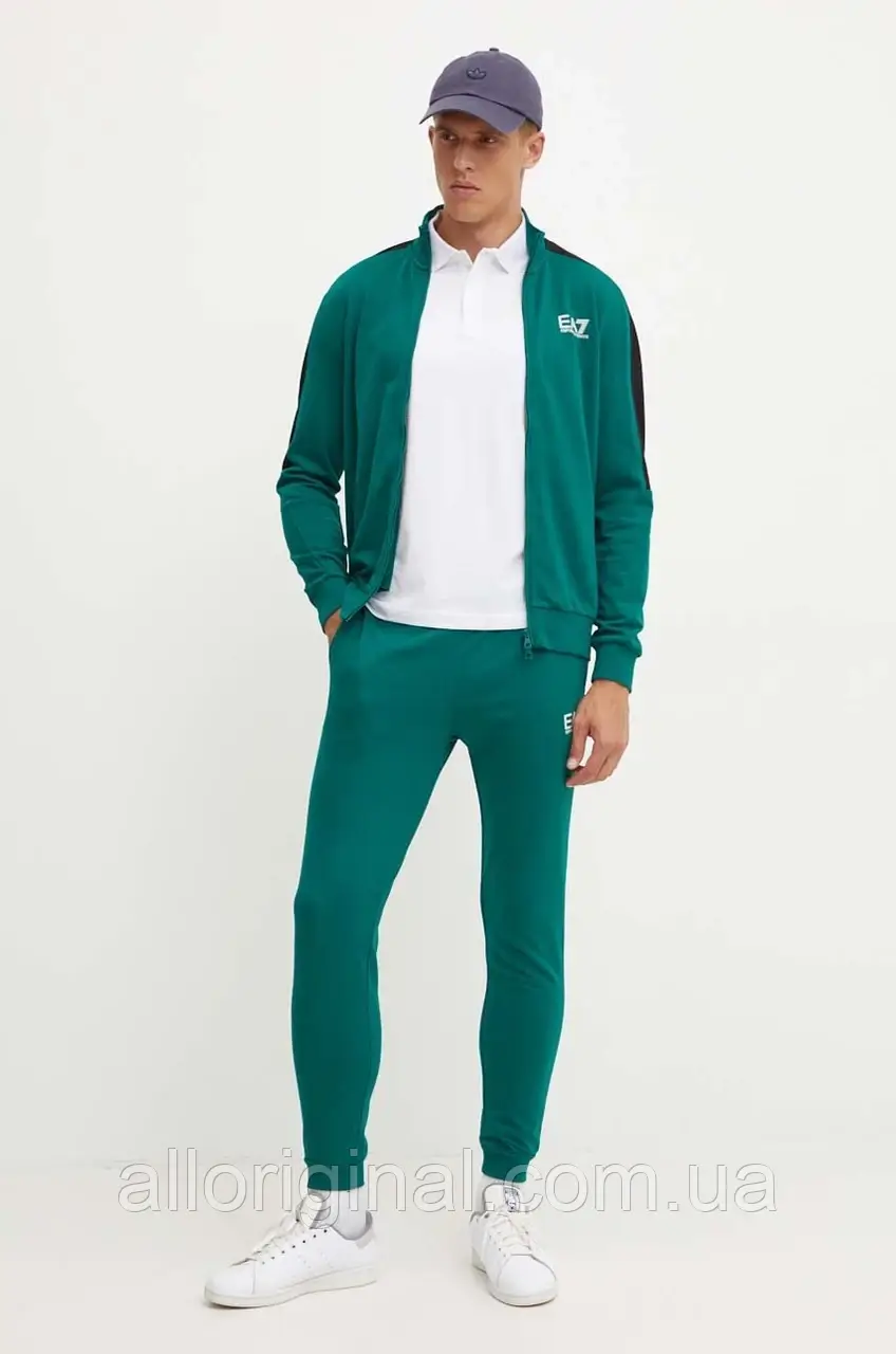 AllOriginal com ua Бавовняний спортивний костюм EA7 Emporio Armani колір зелений PJVRZ.6DPV57 РОЗМІРИ
