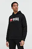 AllOriginal com ua Бавовняна кофта Diesel чоловіча колір чорний з капюшоном з аплікацією РОЗМІРИ ЗАПИТУЙТЕ, фото 5