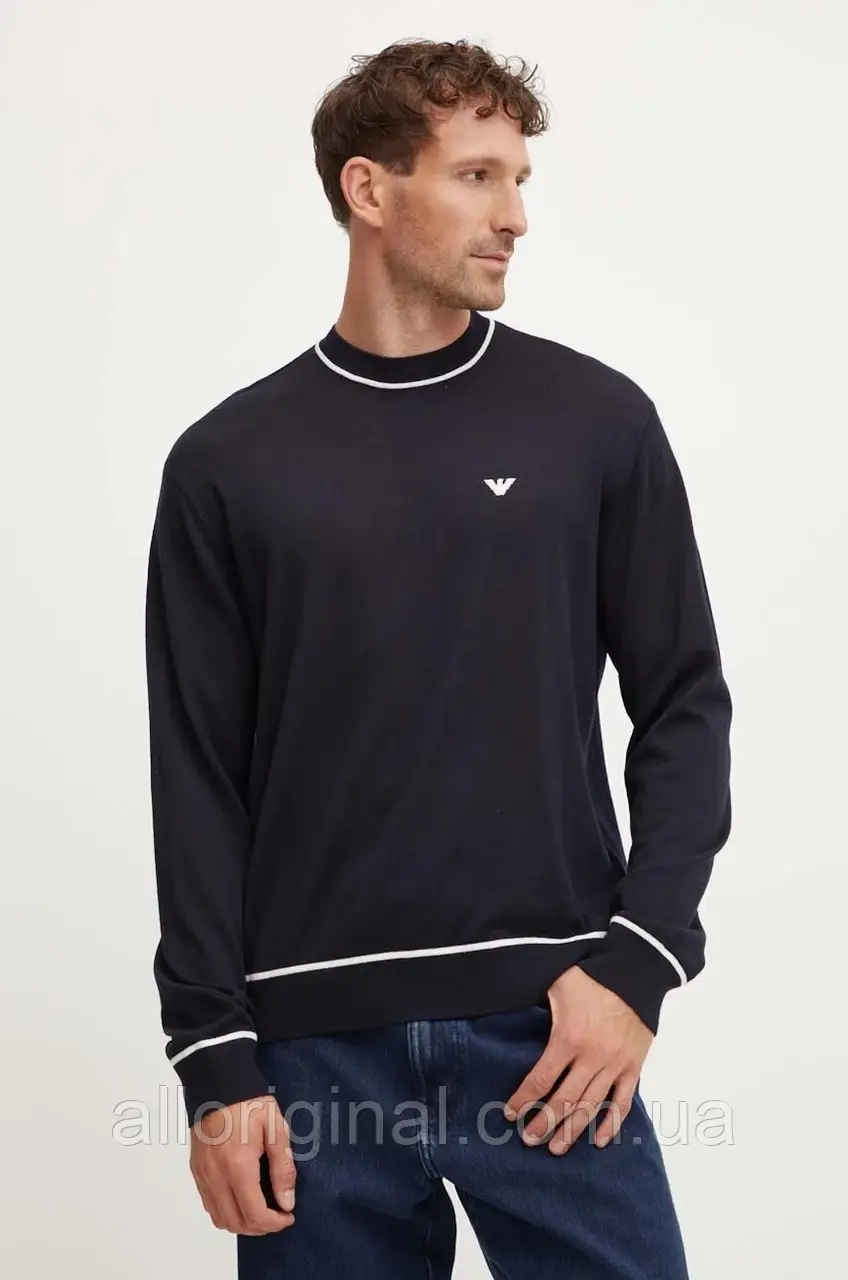 AllOriginal com ua Вовняний светр Emporio Armani чоловічий колір синій легкий 6D1MXH 1MJLZ РОЗМІРИ ЗАПИТУЙТЕ