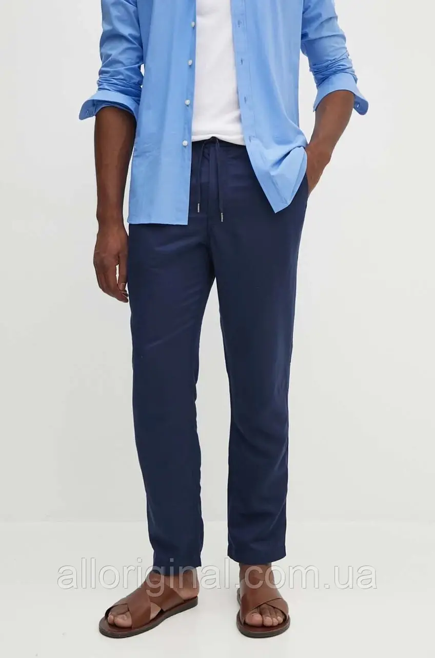 AllOriginal com ua Льняні штани Polo Ralph Lauren колір синій прямі 710927863 РОЗМІРИ ЗАПИТУЙТЕ