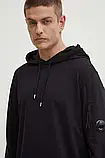 AllOriginal com ua Бавовняна кофта C.P. Company Light Fleece чоловіча колір чорний з капюшоном однотонна, фото 5