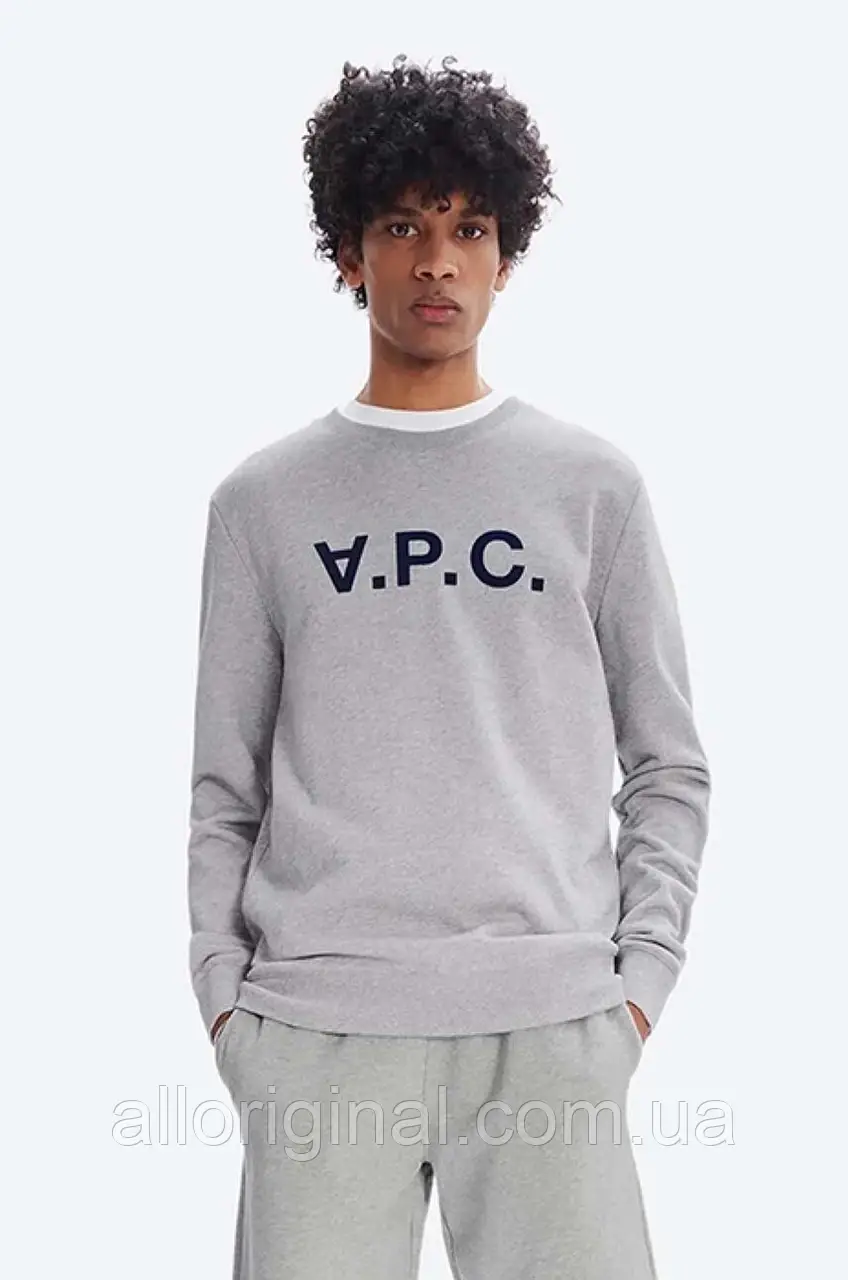 AllOriginal com ua Бавовняна кофта A.P.C. Sweat Vpc чоловіча колір сірий з аплікацією COECQ.H27378-DARKNAVY