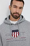 AllOriginal com ua Кофта Gant чоловіча колір сірий з капюшоном з аплікацією РОЗМІРИ ЗАПИТУЙТЕ, фото 4