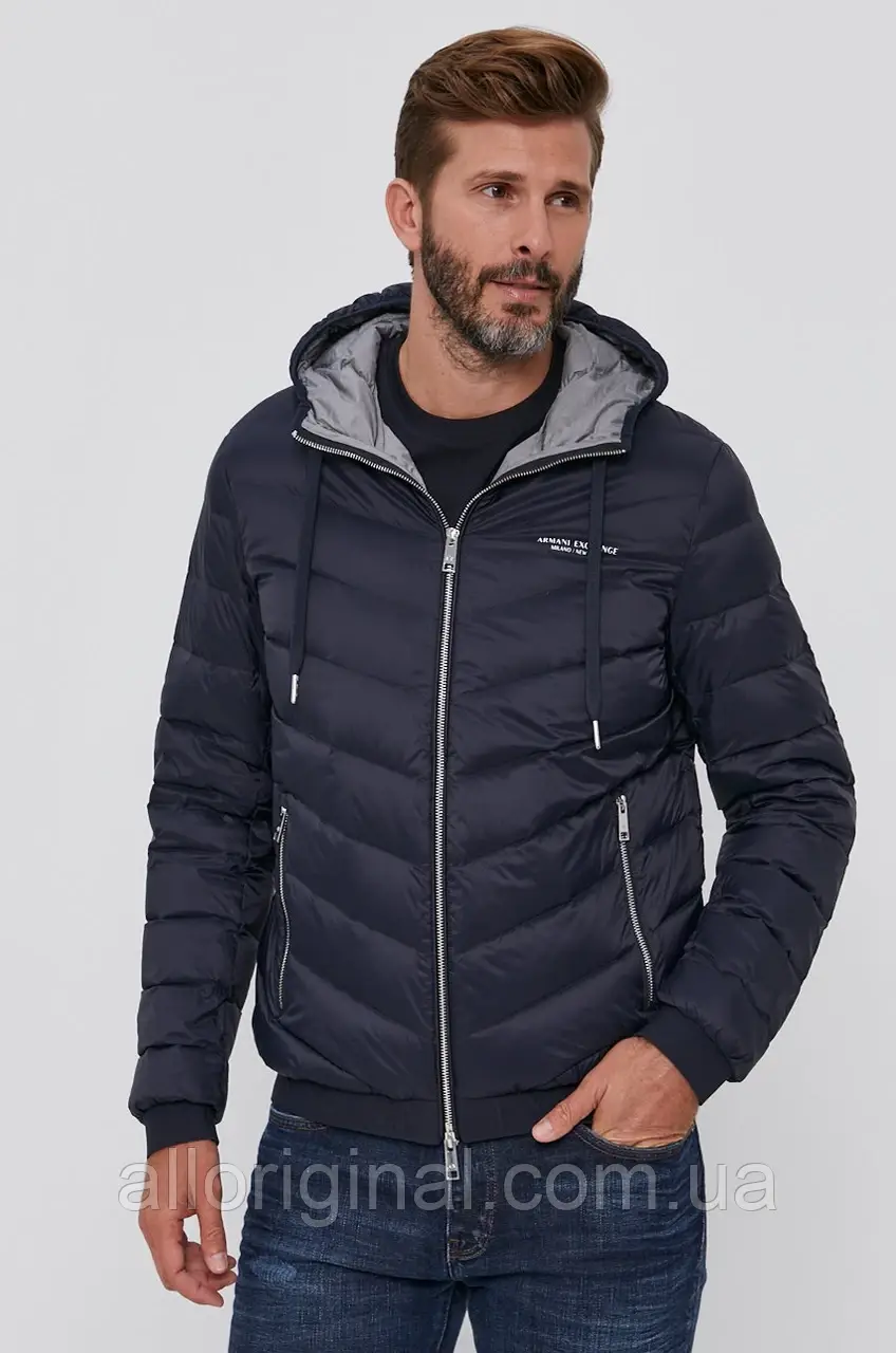 AllOriginal com ua Пухова куртка Armani Exchange чоловіча колір синій зимова РОЗМІРИ ЗАПИТУЙТЕ