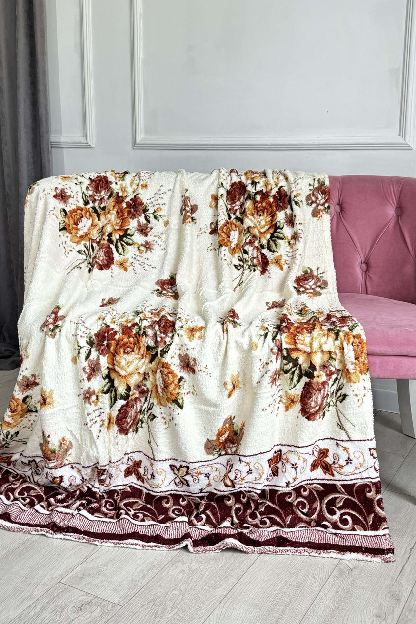 Плед молочного кольору з принтом розмір 200*230 187675S, фото 1