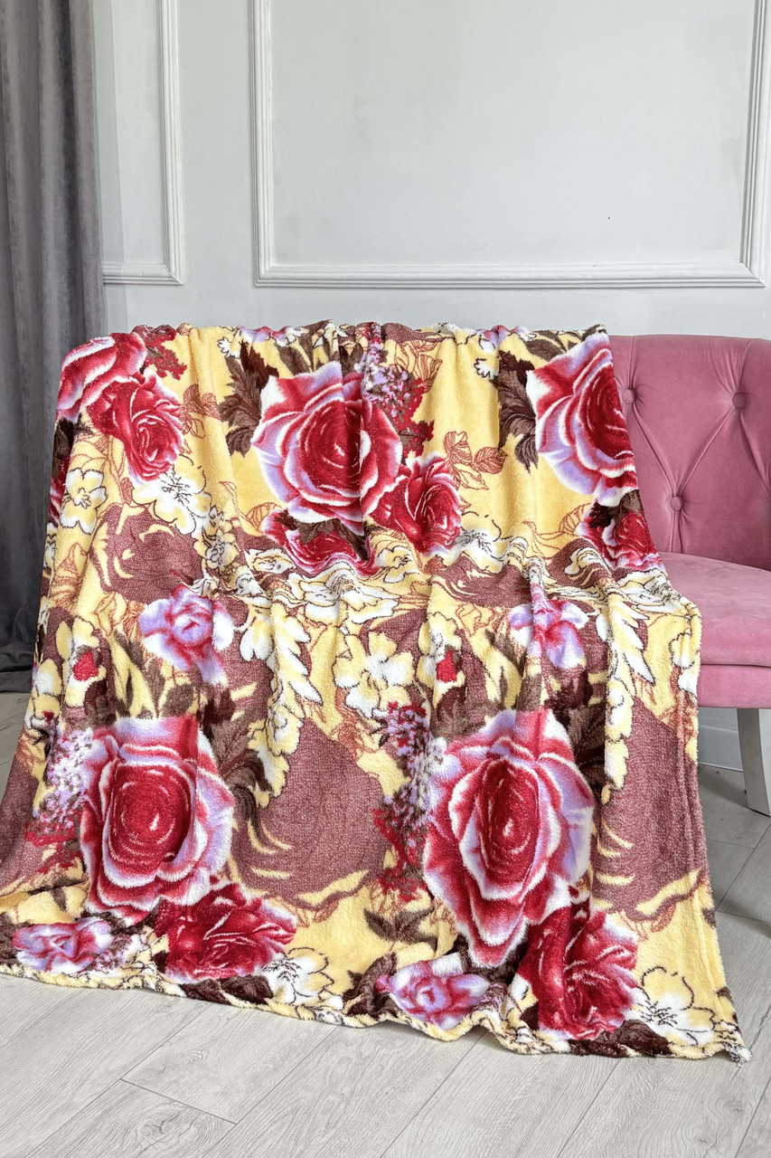 Плед жовтого кольору з принтом розмір 180*220 187656P, фото 1