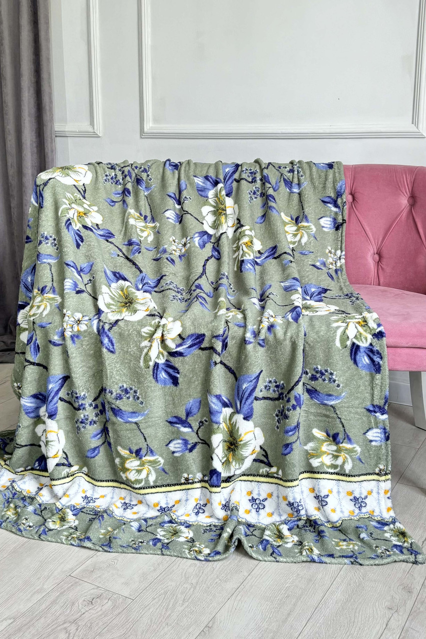 Плед зеленого кольору з принтом розмір 180*220 187661P, фото 1