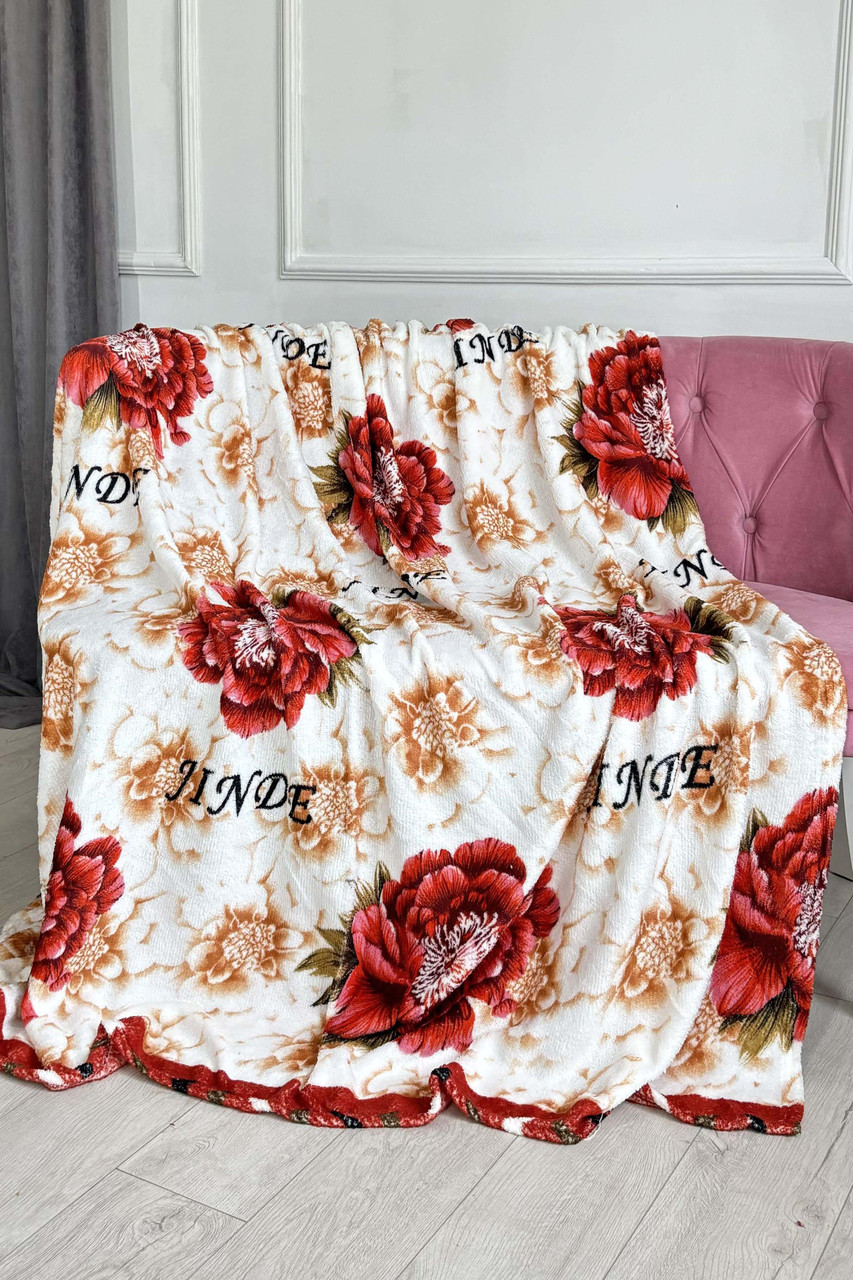 Плед білого кольору з принтом розмір 180*220 187663P, фото 1