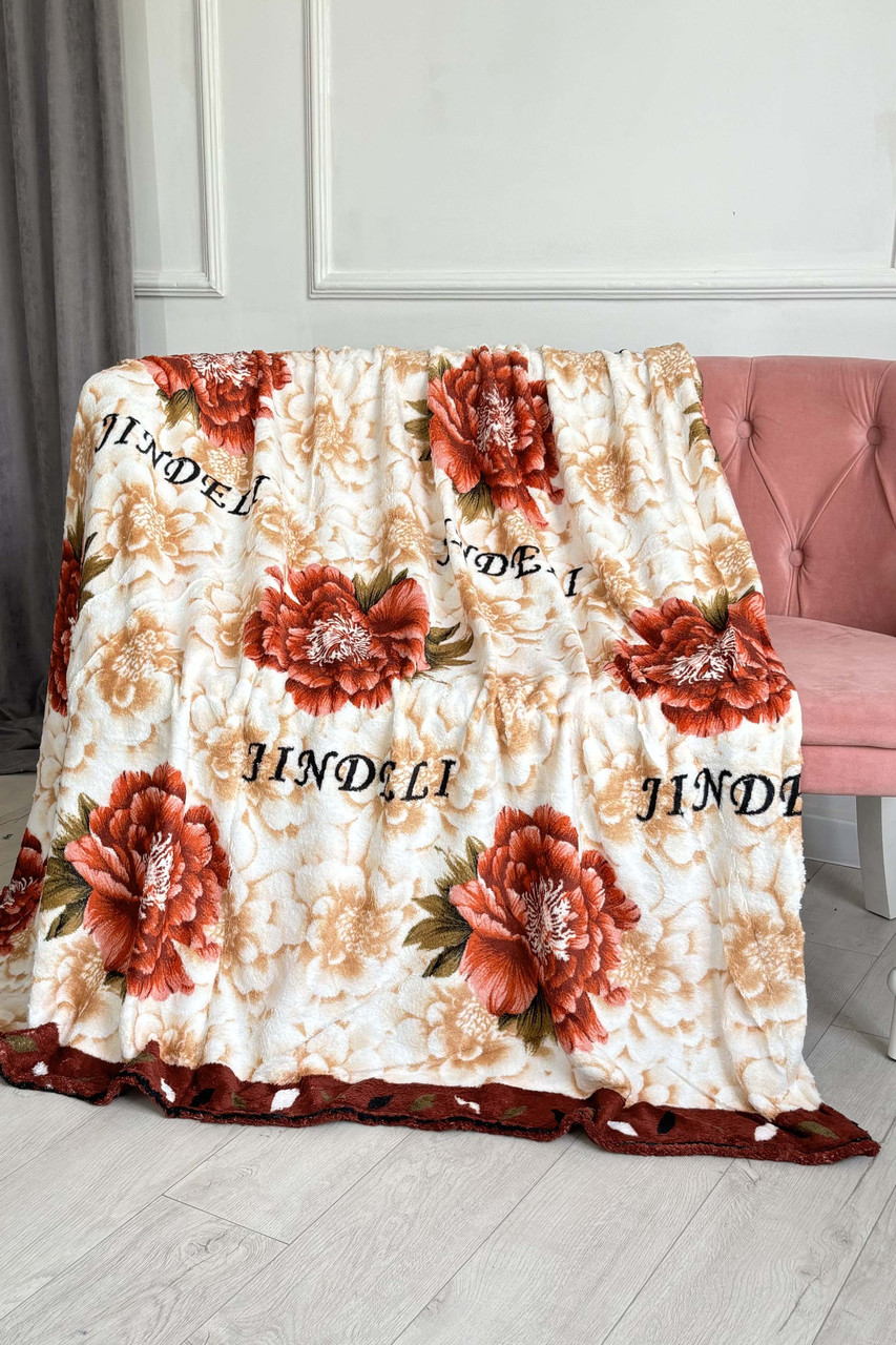 Плед бежевого кольору з принтом розмір 200*230 187678P, фото 1