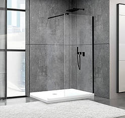 Душова перегородка Aquanil FIT Black 100х195, 8 мм, прозора, профіль чорний