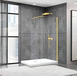 Душова перегородка Aquanil FIT Gold 80х195, 8 мм, прозора, профіль золото