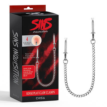 Затискачі для сосків Chisa Sins "Sense Play Claw Clamps" сріблястий, фото 1