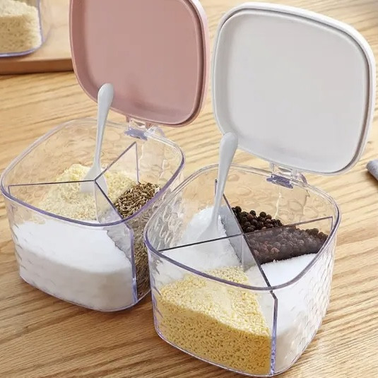 Контейнер місткість для спецій Органайзер для приправ 3 відділення Пластик, фото 1