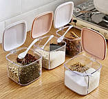 Контейнер місткість для спецій Органайзер для приправ 3 відділення Пластик, фото 5